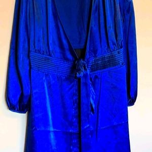 Royal Blue Satin Vintage Robe 10P